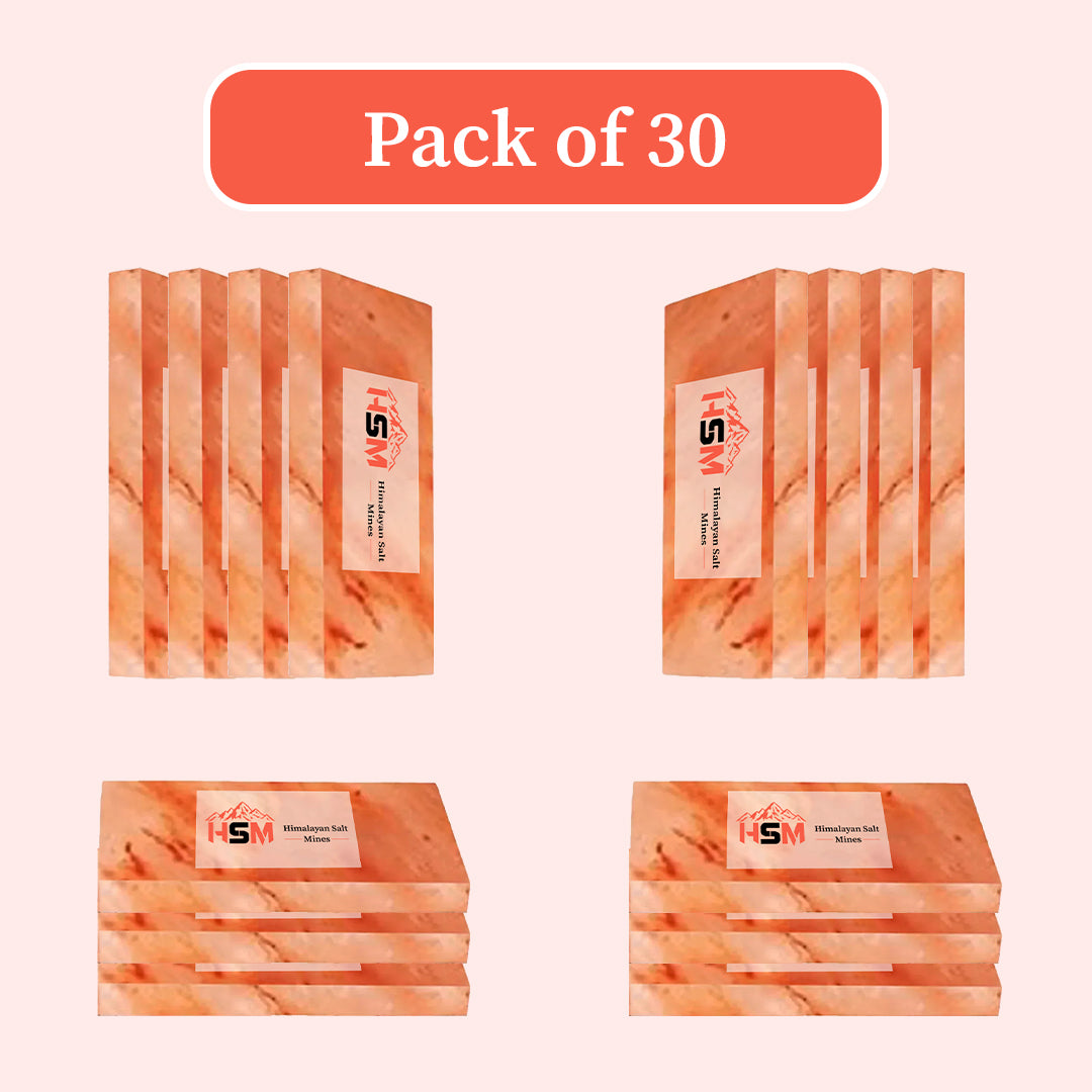Pink Himalayan salt tiles for a salt wall, pack of 30, 8x4x1 inches